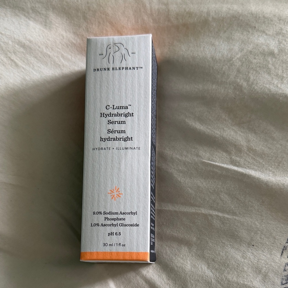 Drunk Elephant C-Luma Hydrabrigh Serum - White & Orange Accent